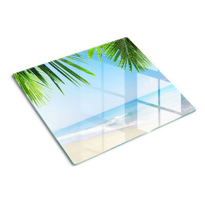 Steklena podloga za rezanje Tropska plaža s palmami