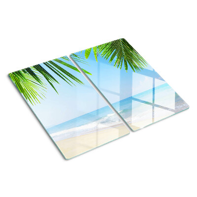 Steklena podloga za rezanje Tropska plaža s palmami