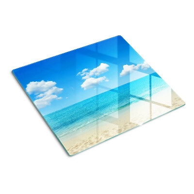 Steklena podloga za rezanje Plaža z modrim nebom
