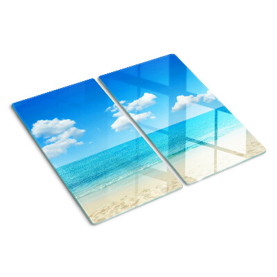 Steklena podloga za rezanje Plaža z modrim nebom