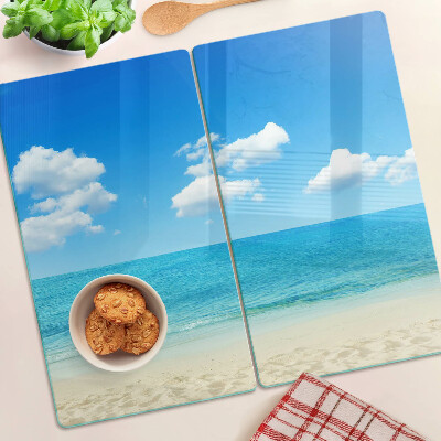 Steklena podloga za rezanje Plaža z modrim nebom