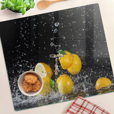 Steklena podloga za rezanje Limone v vodi