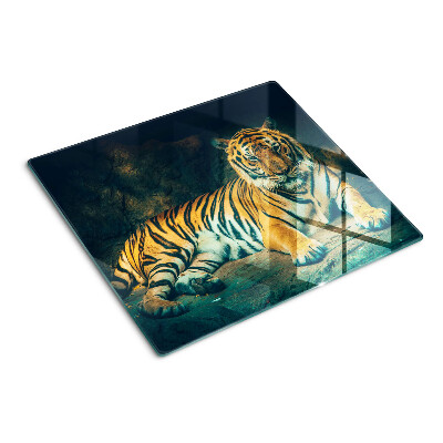 Steklena podloga za rezanje Tiger leži na skalah