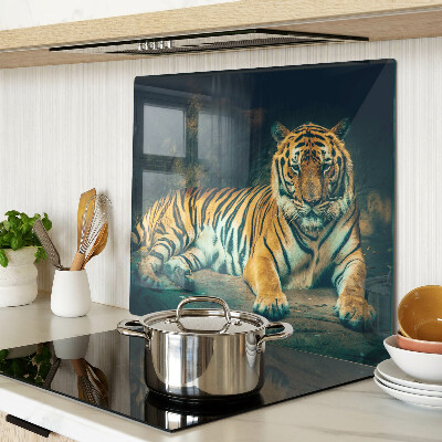 Steklena podloga za rezanje Tiger leži na skalah