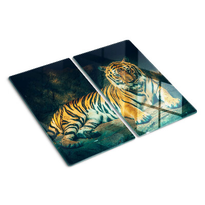 Steklena podloga za rezanje Tiger leži na skalah