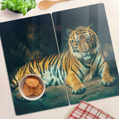 Steklena podloga za rezanje Tiger leži na skalah