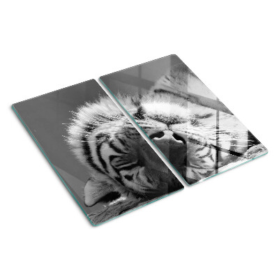 Steklena podloga za rezanje Tiger v črno-beli barvi