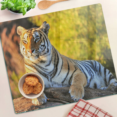 Steklena podloga za rezanje Tiger v ozadju narave