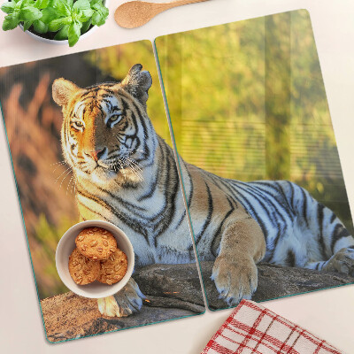 Steklena podloga za rezanje Tiger v ozadju narave