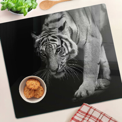 Steklena podloga za rezanje Tiger v črno-beli barvi