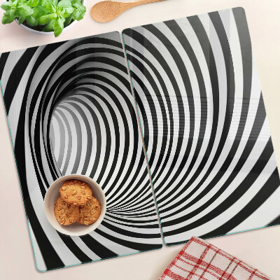 Steklena podloga za rezanje Spiralni vzorec v odtenkih črne in bele