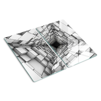 Steklena podloga za rezanje 3D kockasti labirint