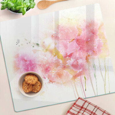 Steklena podloga za rezanje Cvetlični akvareli v pastelnih barvah