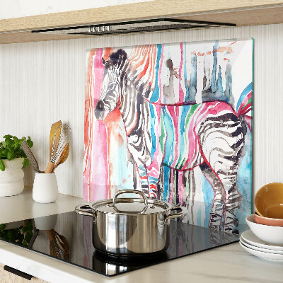 Steklena podloga za rezanje Zebra v pisanih črtah