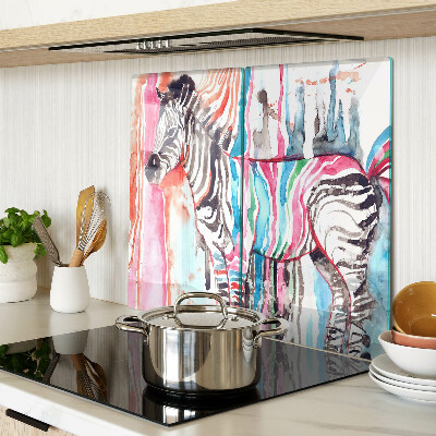 Steklena podloga za rezanje Zebra v pisanih črtah