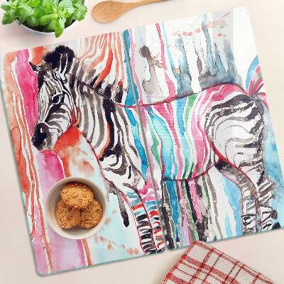 Steklena podloga za rezanje Zebra v pisanih črtah
