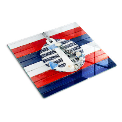 Steklena podloga za rezanje Sidro na črtastem ozadju