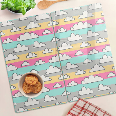 Steklena podloga za rezanje Oblaki na pastelnem ozadju