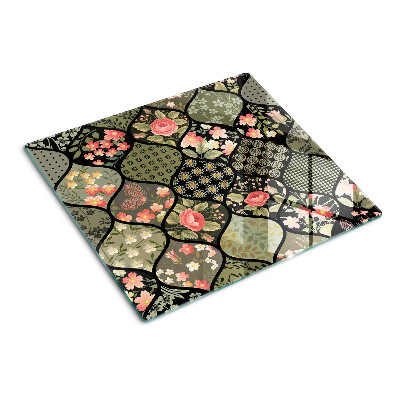 Steklena podloga za rezanje Cvetlični patchwork z geometrijskimi vzorci