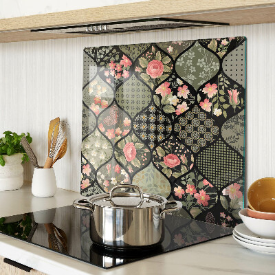 Steklena podloga za rezanje Cvetlični patchwork z geometrijskimi vzorci