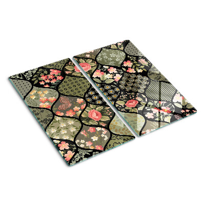 Steklena podloga za rezanje Cvetlični patchwork z geometrijskimi vzorci