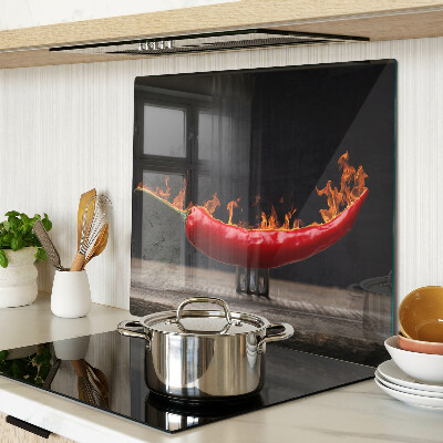 Steklena podloga za rezanje Ogenj in čili paprika