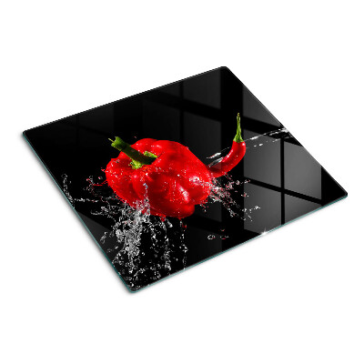 Steklena podloga za rezanje Rdeča paprika v vodi