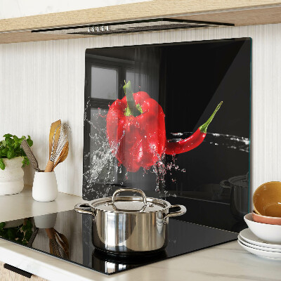 Steklena podloga za rezanje Rdeča paprika v vodi