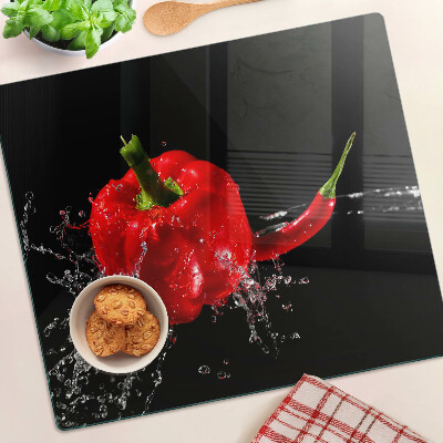 Steklena podloga za rezanje Rdeča paprika v vodi