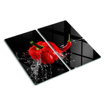 Steklena podloga za rezanje Rdeča paprika v vodi