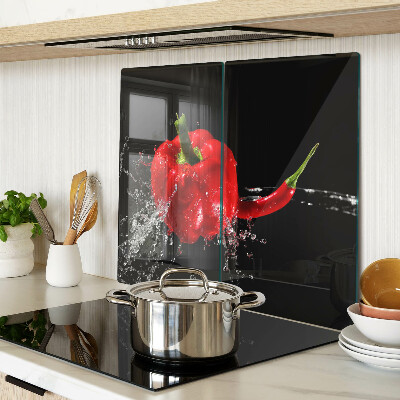 Steklena podloga za rezanje Rdeča paprika v vodi
