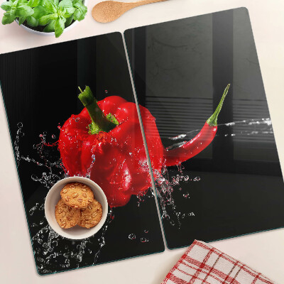 Steklena podloga za rezanje Rdeča paprika v vodi