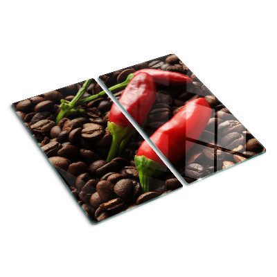 Steklena podloga za rezanje Kava in čili paprike