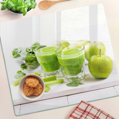 Steklena podloga za rezanje Zeleni smoothie in sveže sestavine