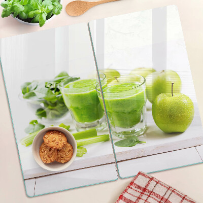 Steklena podloga za rezanje Zeleni smoothie in sveže sestavine