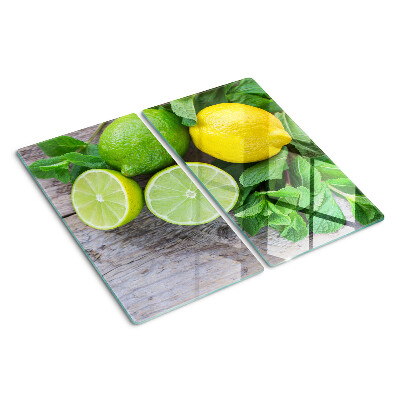 Steklena podloga za rezanje Limone in limete z meto