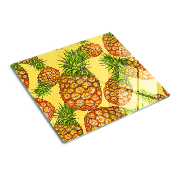 Steklena podloga za rezanje Ananas na rumenem ozadju