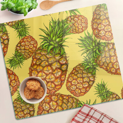 Steklena podloga za rezanje Ananas na rumenem ozadju