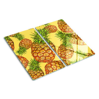 Steklena podloga za rezanje Ananas na rumenem ozadju