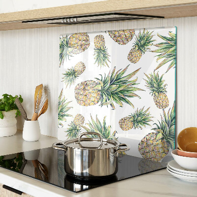 Steklena podloga za rezanje Ananas na belem ozadju