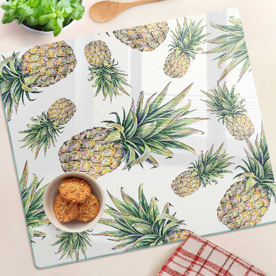 Steklena podloga za rezanje Ananas na belem ozadju