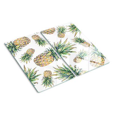 Steklena podloga za rezanje Ananas na belem ozadju
