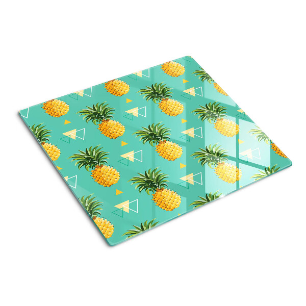 Steklena podloga za rezanje Ananas na turkiznem ozadju