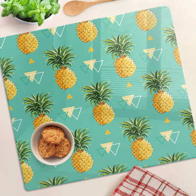 Steklena podloga za rezanje Ananas na turkiznem ozadju