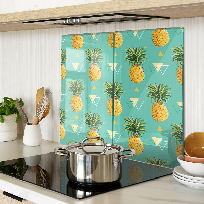 Steklena podloga za rezanje Ananas na turkiznem ozadju