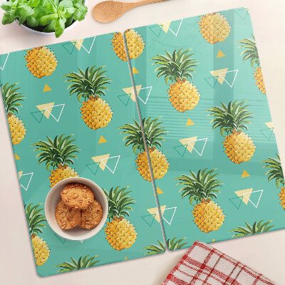Steklena podloga za rezanje Ananas na turkiznem ozadju