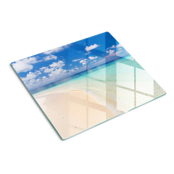 Steklena podloga za rezanje Plaža z modrim nebom