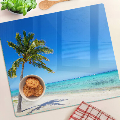 Steklena podloga za rezanje Plaža s palmo