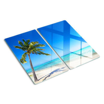 Steklena podloga za rezanje Plaža s palmo
