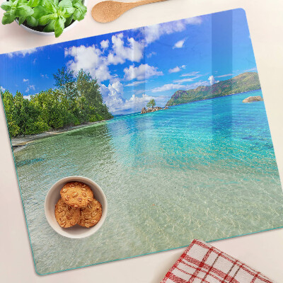 Steklena podloga za rezanje Tropska plaža z azurno vodo